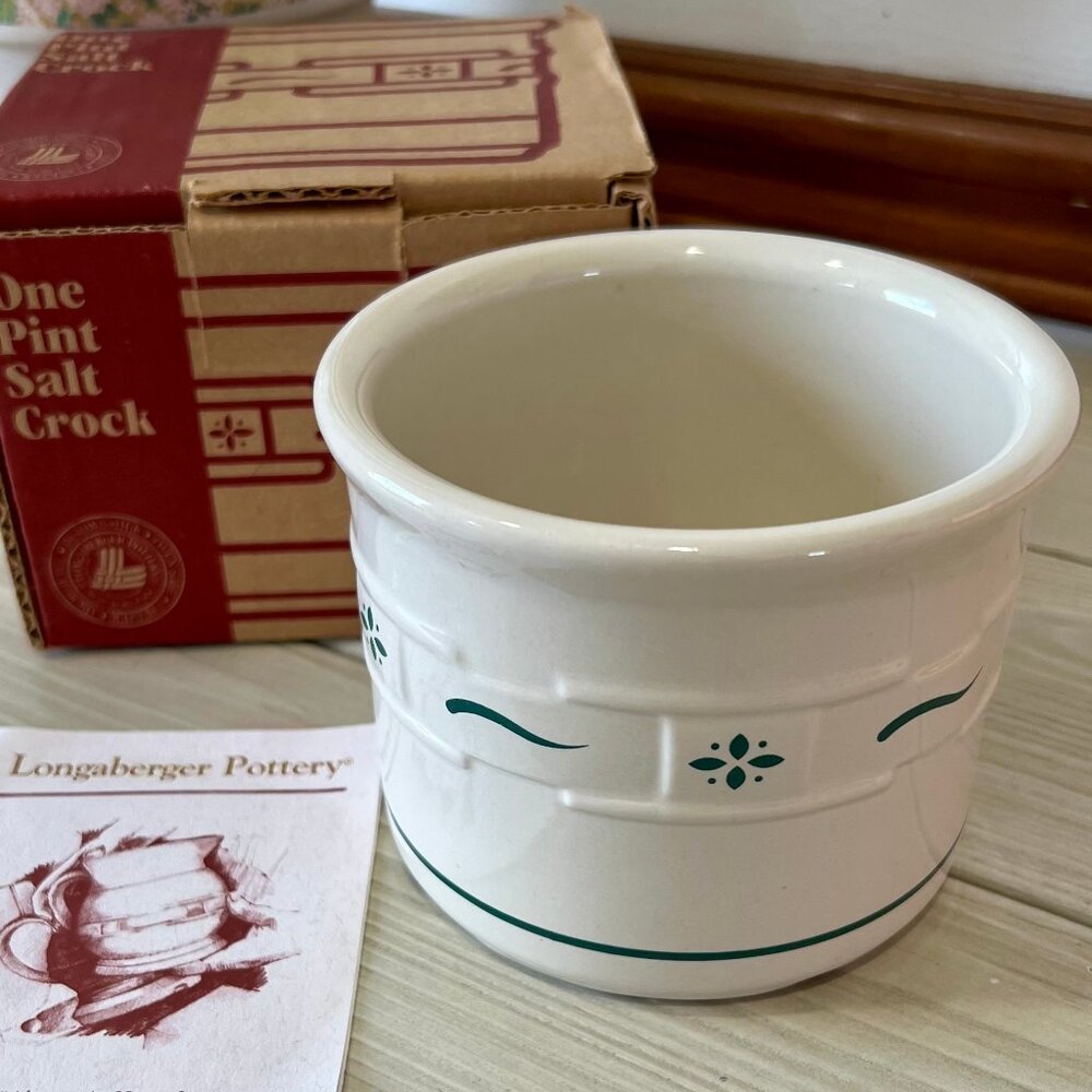 SALE 3/$20**Longaberger One Pint Salt Crock - Classic Green 31674